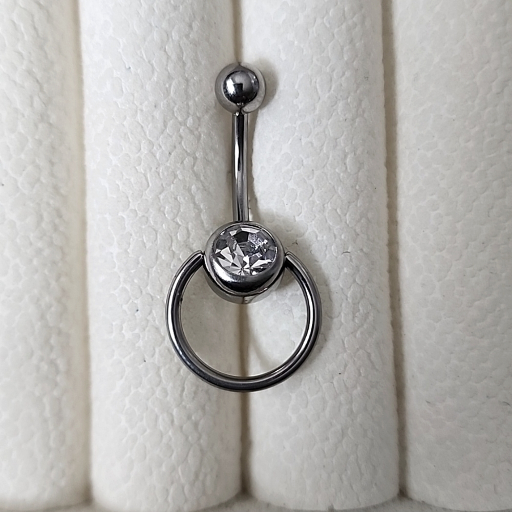 Belly BUTTON RING  Surgical STEEL 14G  CZ